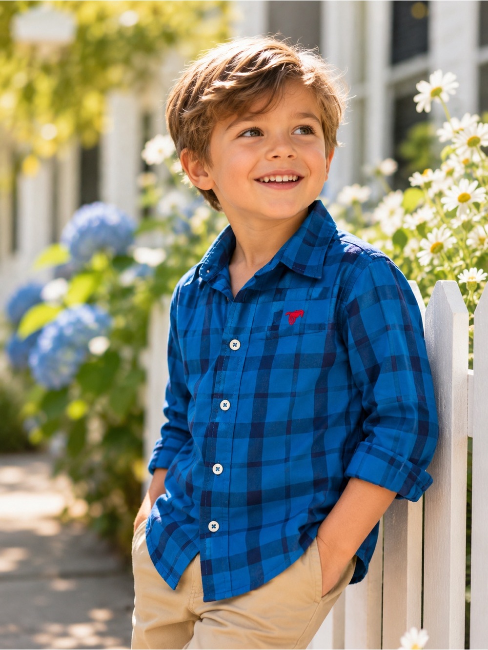 Wrangler Jeans Co Blue Plaid Button Front Shirt Toddler Boys Size 4T